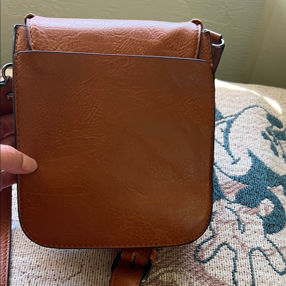 #1024+ “30X7”Brown Leather Crossbody Bag with Turquoise Accent - Picture 10 of 16
